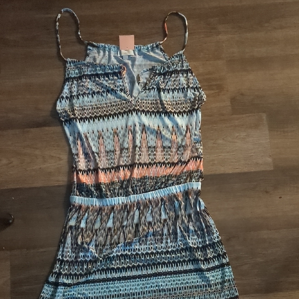 Nica Blue and Black Striped Mini Dress